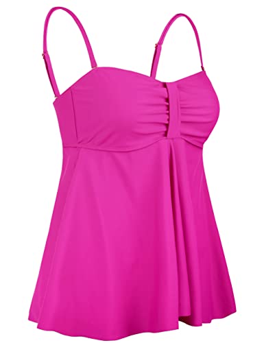 Image of Hilor Women's Flyaway Tankini Top Bandeau Swimsuit Flowy Bathing Suit Tummy Control Swimwear