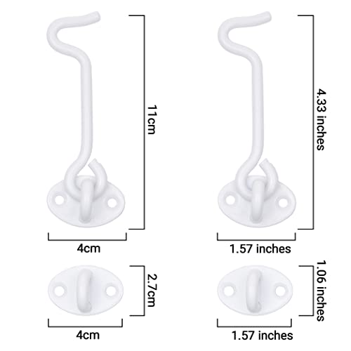 ECO-FUSED 4-inch Heavy Duty Hook and Eye Latch, 2X Barn Door Lock (White), 8X Mounting Screws - Image 2