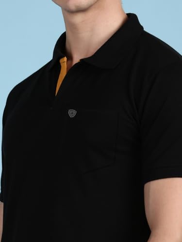 Image of Lux Cozi Men's Half Sleeve Soild Casual Regular Fit T-Shirt with Chest Pocket | Polo Tshirt for Men