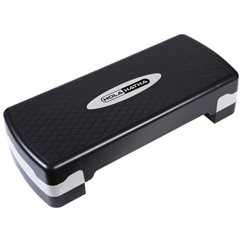 HolaHatha Compact Portable Aerobic Step Platform Workout Exercise Equipment, Fitness Cardio Stepper w/Adjustable Height for Home Gym & Travel, Silver Cover