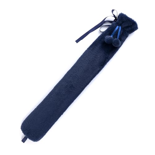 LIVIVO 2L Extra Long Hot Water Bottle with Cover UK - Large Hot Water Bottles for Adults Winter Warmth & Stress Relief - Warm Hot Water Bag Removable Weave Cover Leakproof Screw Cap - Navy