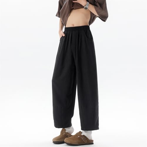Seidarise Men's Black Baggy Wide Leg Trousers - Comfortable Loose Fit, Minimalist Design, Perfect for Streetwear3