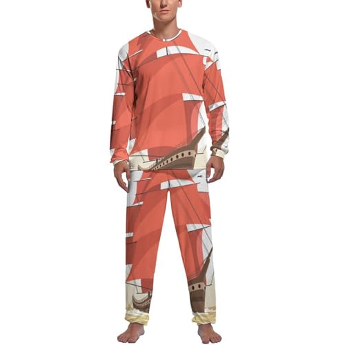Vêtements de nuit ensemble de pyjama homme haut manche longue pantalon Voilier confortable