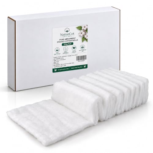 Image of Premium Absorbent Cotton Zig Zag Roll (250g Net Weight without paper) | Soft & Highly Absorbent | Coreless & Pure Cotton for Makeup Removal, Baby Care, Skincare & Everyday Wellness (No Paper Tube) (1, 250 gram)