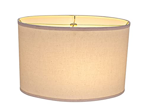 Image of Aspen Creative 37041A Transitional Oval Hardback Shaped Spider Construction Lamp Shade in Off-White Cotton Fabric, 16 1 /2 inch wide (9 1 /2 inch + 16 1 /2 inch) x (9 1 /2 inch +x 16 1 /2 inch) x 11 inch
