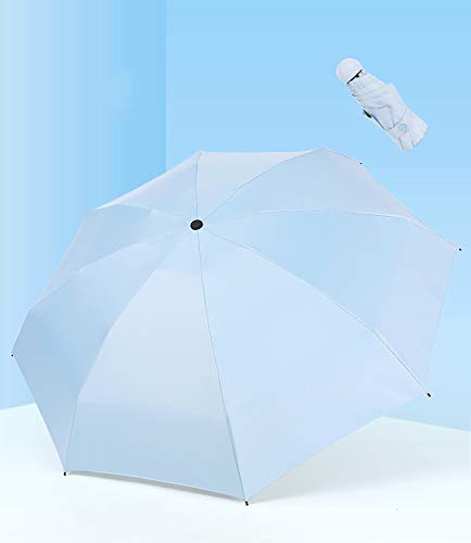 Zeerkeers Umbrella Windproof Travel Umbrella 5-Fold Anti-Uv Mini Umbrella With Bag, Light Compact Design Perfect For Sun & Rain (Sky Blue) #TOP3