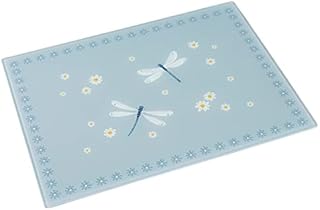 Dragonflies and Daisies Floral Glass Worktop Saver Food Chopping Board Trivet
