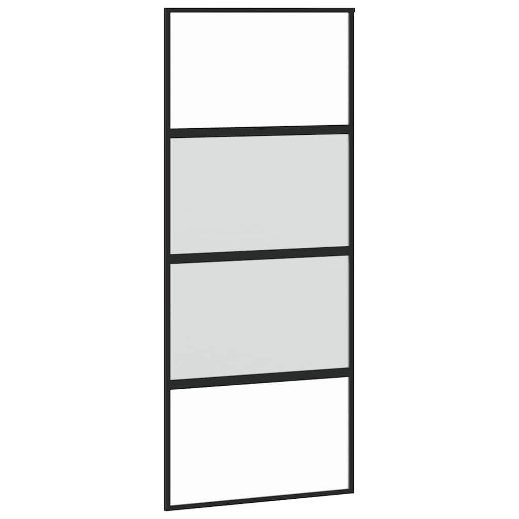 Porte coulissante avec kit de ferrure, 90 x 205 cm, verre trempé et aluminium, système robuste pour la maison, peu encombrant, silencieux, intérieur