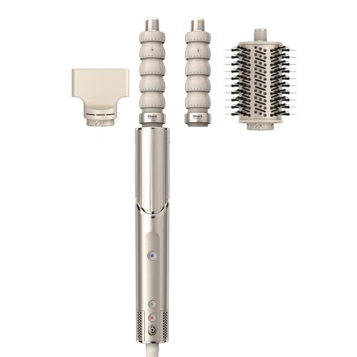 Shark FlexStyle, Styler e Asciugacapelli 3 in 1, Colore Champagne | Phon Arricciacapelli, Spazzola Ovale Volumizzante, Concentratore e Custodia Viaggio, Senza Danni da Calore, Modello HD426SLEU