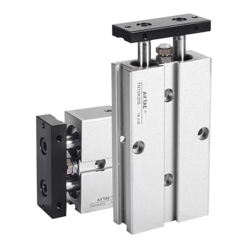 Vérin pneumatique TN25 double tige course 100mm guidé pour automatisme
