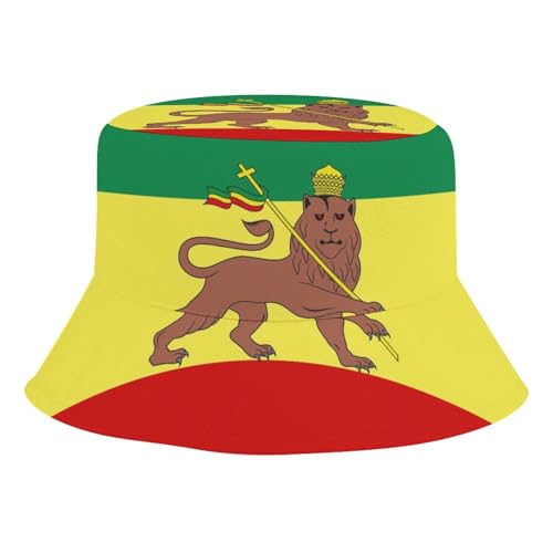 Jamaica Rasta Lion FlagChildren's Bucket Hat for Boys and Girls, Breathable Summer Beach Hat52cm