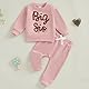 Baby Mädchen Schwester Matching Herbst Outfit Baby Mädchen LIL/BIG Sister Druck Sweatshirt Hosen Set Langarm Stickerei Buchstaben Sportanzug Jogginganzug Big/Little Sister Waffel Sweatshirt+Hose