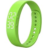 デジタル腕時計 歩数計機能付き 男女兼用シンプルデザイン シリコンバンド 多機能 学生向け 誕生日・夏休み・感謝祭等祝日適用 (グリーン)