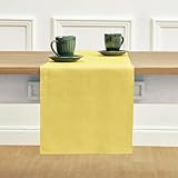 Solino Home Linen Table Runner 36 Inches - 100% Pure Linen Sunshine Yellow Table Runner 14 x 36 Inch Ideal for Dresser and Coffee Tables, Spring, Easter, Mothers Day - Fete