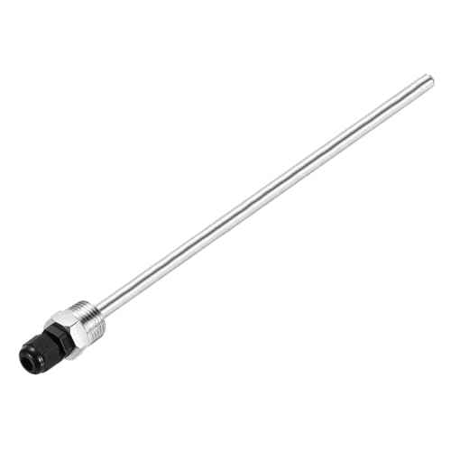 uxcell 8mm Dia G1/2 Thermowell Weldless Stainless Steel 201 with Cable Gland 300mm Length for Beer Fermenter, Black