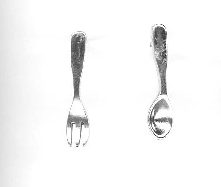 JKL Earrings Mini PostSterling Silver Mini Fork and Spoon Earrings on Posts