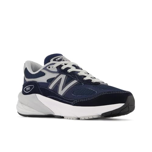 New Balance Baby Boys 990 V6 Lace-up Sneaker, Navy/Silver, 3 Infant4