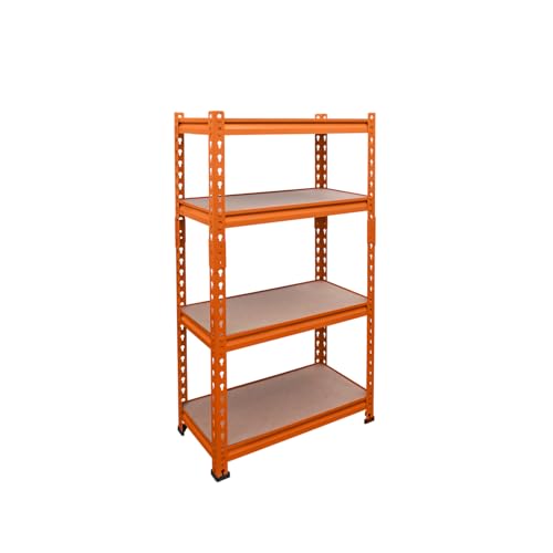 Image of BonKaso Adjustable Set of 4-Shelf Metal Storage Shelving Unit, Steel Bootless Rivet Utility Display Rack Garage Shelves, 43 Inches Height(43 X 24 X 12 Inc) Orange