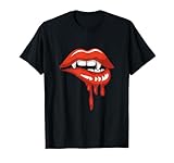 Red Lips Vampire Fangs Teeth Bite Dracula Halloween T-Shirt