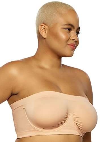 Felina Strapless Bandeau - Unlined Bra With Lightweight Support For Big Busted Women - Comfortable Plus Size Bralettes (Cameo Rose, 3X) #TOP1