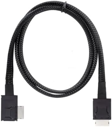 chenyang SFF-8611 Cable OCuLink PCIe PCI-Express 4.0 SFF-8611 4i Male to SFF-8611 Male 90 Degree Left Angled Data Extension Cable 50cm