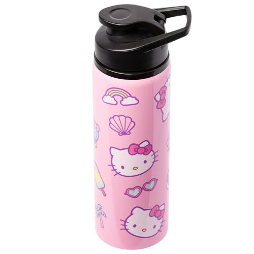 Image of Silver Buffalo Sanrio Hello Kitty Vibes, Stainless Steel Water Bottle, 25oz | Summer, 0.74 Liters