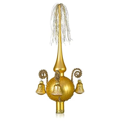 Lauschaer Glas Weihnachtsbaumspitze mit Formglöckchen Gold matt Cover
