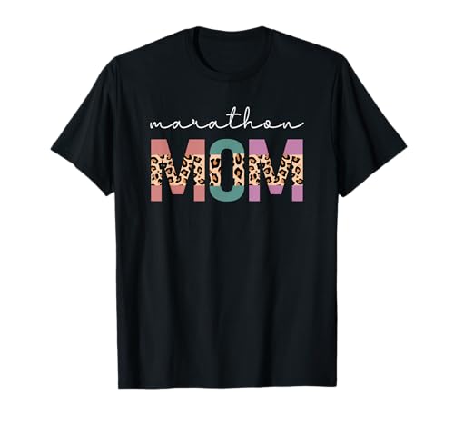 Marathon Mom Funny Women Marathoner Runner Mamma Regalo Leopardo Maglietta