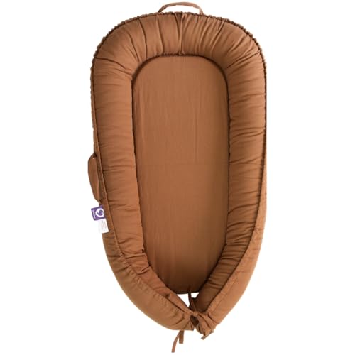 Image of CooCooBaby Infant Lounger, Baby Nest Cover for Baby Girls & Boys, Newborn Essentials for Baby 0-18+ Months, 100% Cotton Breathable, Portable Travel Bed (Baby Blue)