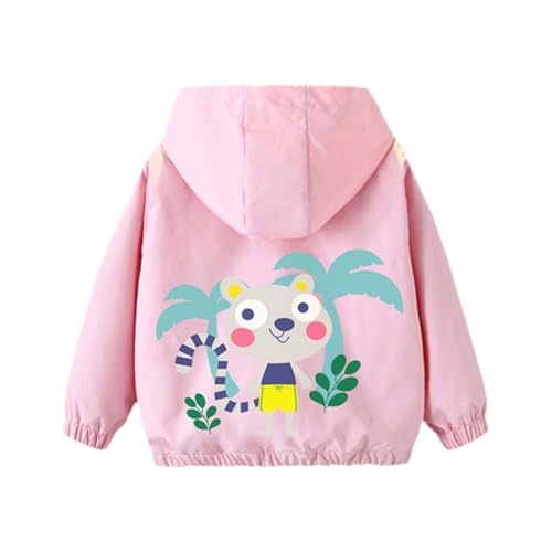 Kids Girls Lightweight Windbreakers Jacket Coats Long Sleeve Full Zip Up Rain Hoodie Cute Print Coat Outerwear Clothes