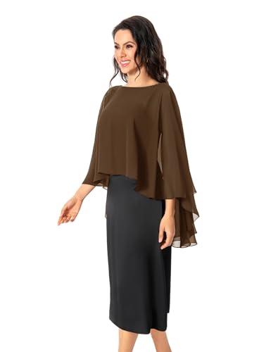 Image of Baoqiya Chiffon Capes Sheer Capelets Long Cape Poncho For Women Plus Size