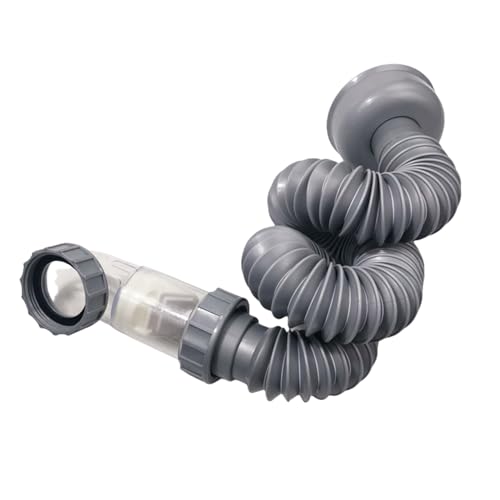 Tubo de drenaje para bañera y ducha, diseño de perfil bajo, kit de trampa P de 1-1/2 pulgadas, drenaje flexible, para kit de drenaje de bañera independiente para baño, gris