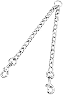 HAPPY HACHI Double Dogs Lead 2 Way Iron Chain Leash Coupler Twin Pet Trainer Safety Rope Splitter for Walking Training (XS-2.5mm*40cm)