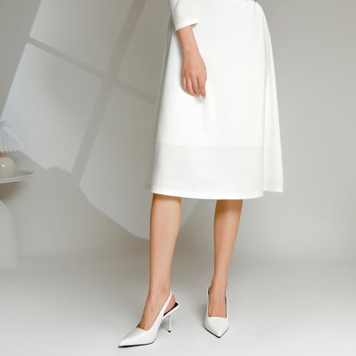 Image of RIBONGZ Sexy Slingback Pumps Elegant Dressy Heels for Women Closed Toe Pointy High Heels Wedding Bride Prom Party Evening Shoes