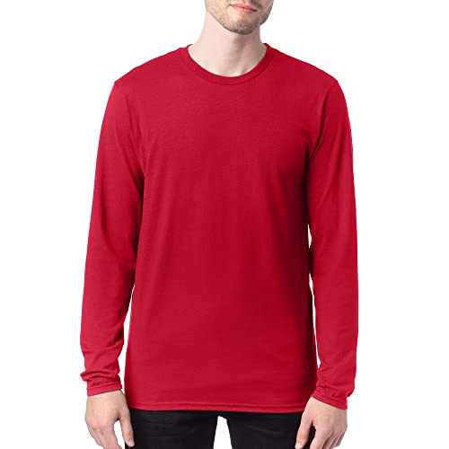 Hanes Men's Long Sleeve Nano Cotton Premium T-Shirt (Pack of 2), Deep Red, Small - image 2