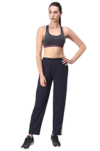 Image of Fflirtygo Women's Cotton Track Pants, Joggers for Women, Women�s Leisure Wear, Night Wear Pajama, Grey with Zip Pockets�for Sports Gym Athletic Training Workout