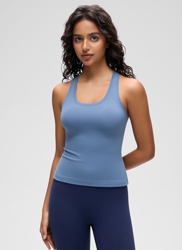Image of CRZ YOGA Butterluxe Racerback Tank Waist Length | Yoga, Extremely Soft, Tight Fit, Scoop Neck, Sleeveless Tops for Women