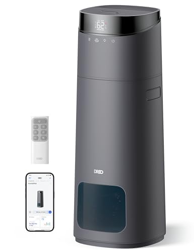 DREO 16L Smart Humidifier Large Room 1000 ft², 130H Cool Mist Air Humidifiers for Bedroom Plants Baby, Top Fill, Remote/Touch/Voice & APP Control, Clean Tank Technology, 30dB, HM755S Grey