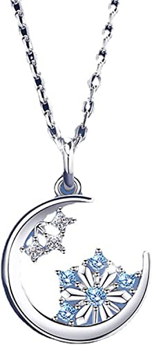 Collar para mujer, joyería de moda, collar de luna, copo de nieve, diamantes de imitación, estilo coreano simple, resistente al desgaste, collar con colgante, joyería, regalos, durabilidad y atracción