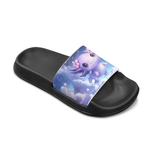 Axolotl Print Kids Slide Sandals Anti-Slip Summer Beach Slippers4