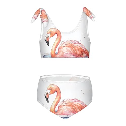 Watercolor Flamingo in Tub Paint Girls Bikini Sets 2 Piece Swimsuits Bathing Suit Swimwear