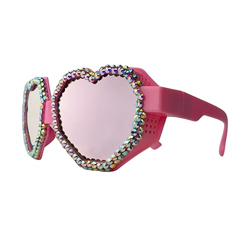 laureles Fashion Rhinestone Heart Shaped Goggle Y2K Sunglasses Women Men Oversized Diamond Love Sun Glasses2