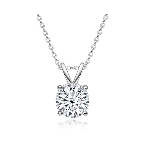 The Diamond Channel Certified LAB GROWN 0.25-2.00ct Diamond Necklace for Women, 14 Karat Solid Gold 4-Prong Diamond Necklace, Gold Necklace For Women (F-G Color, VS1-VS2 Clarity)
