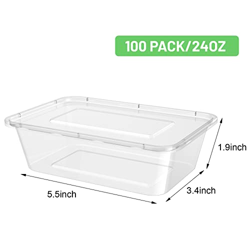 Bokon Plastic Meal Prep Container With Lids Clear Disposable Stackable Lunch Containers Food Storage Box Bento Boxes For Microwave Dishwasher Freezer, 26 Oz (100 Pcs) #TOP1
