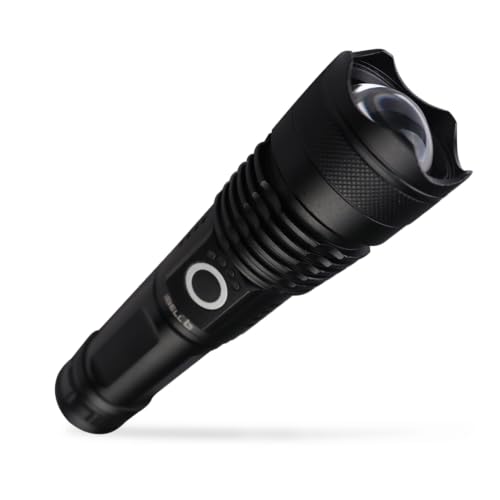 Image of IBELL FL8360S Rechargeable LED Torch Light with 4-Speed Battery Display, Aircraft Grade Aluminum Body, Telescopic Zoom, Water Resistant, Multiple Light Modes, Black
