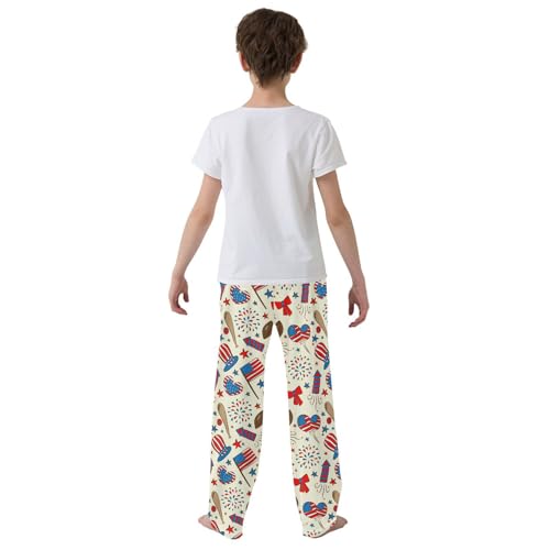 ZZXXB American Independence Day Balloon Boys Long Pants Soft Trousers Elastic Waist Kids Lounge Bottoms with Pockets S-XL3