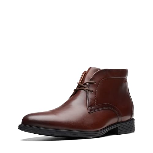 Clarks Men's Whiddon Mid Chukka Boot, Mahogany Leather, 8.5