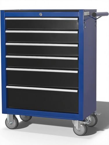 6-Drawer Rolling Tool Chest with Locking Wheels & Drawers, 13" D x 24.2" W x 36.6" H Mobile Tool Storage Cabinet, Heavy-Duty Garage Organizer w/Ergonomic Handle