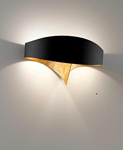 SELENEScudo Wall Light 33 W, Black with Gold Leaf