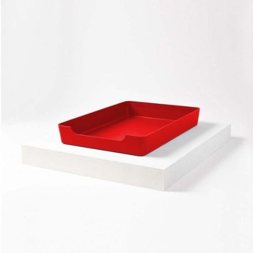 Doggy Bathroom Potty Tray and Training Pad Holder with Protective Walls (Red, Mini)
